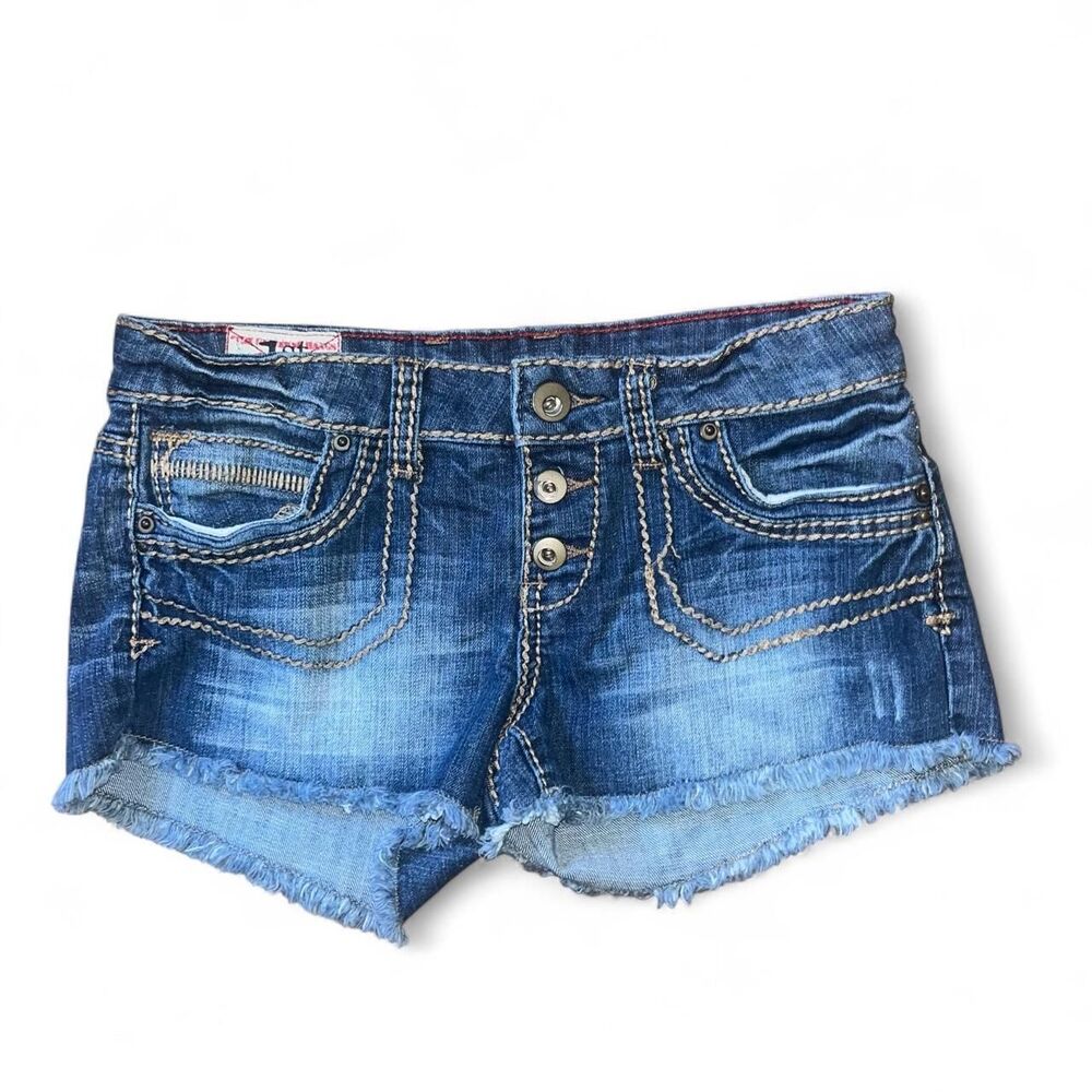 First Kiss Women's Blue Y2K Vintage style Low Rise Jean Shorts SZ 7